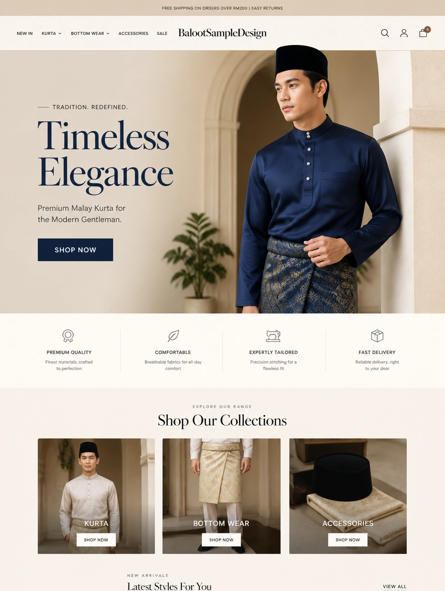 Ecommerce fashion website design concept 1 by Baloot.my — online clothing store lookbook visual