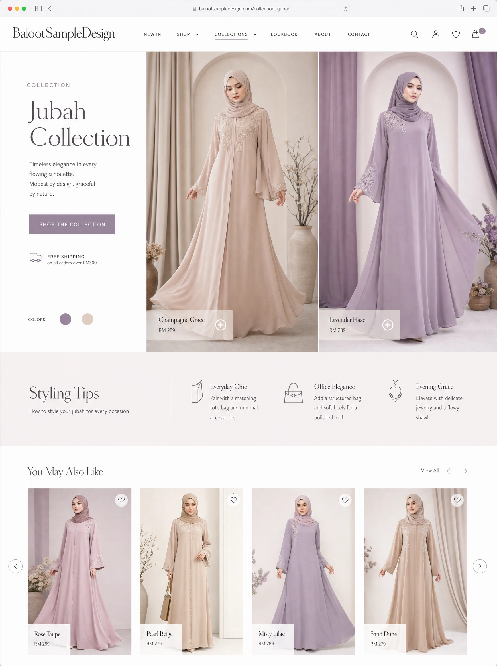 Ecommerce fashion website design concept 7 by Baloot.my — online clothing store lookbook visual